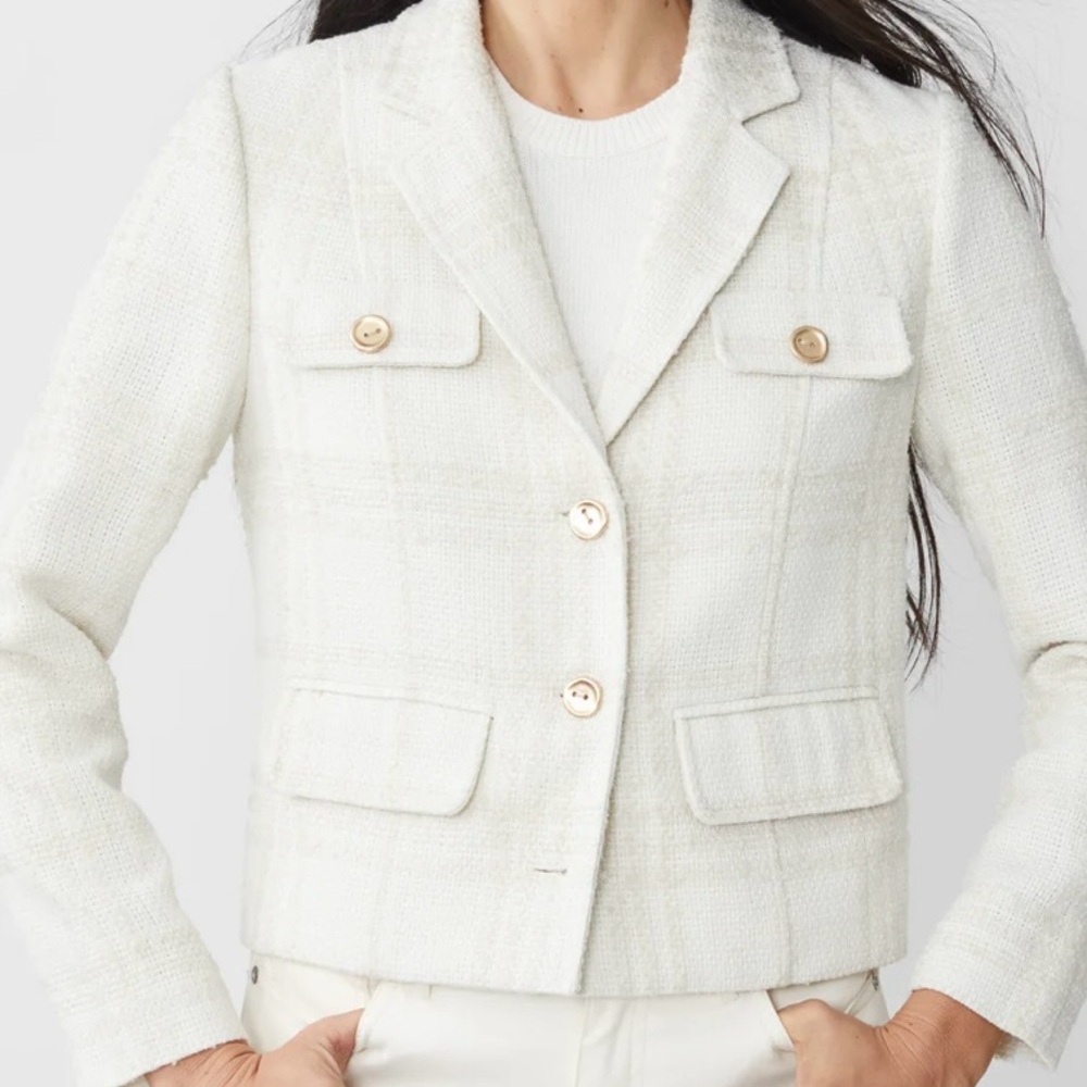 J. McLaughlin Cream Tweed Blazer